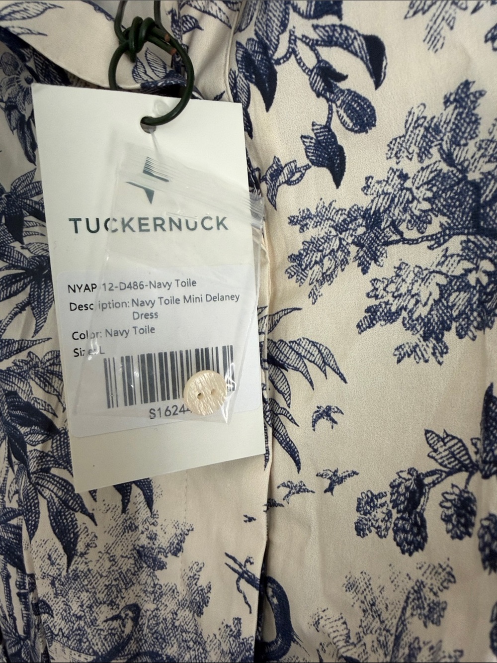 Tuckernuck Navy Floral Toile Puffy Short-Sleeve Mini Dress NWT - Picture 4 of 10